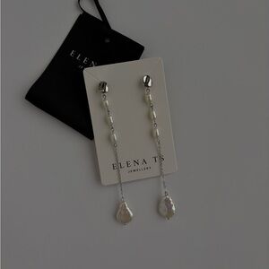 121 Long Pearl Earrings Long Silver Earrings